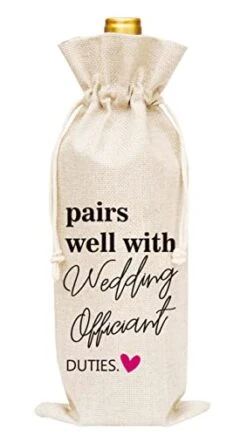 Wedding Officiant Wine Bag - Burlap Wine Bottle Cover Gift Bag For Officiant Proposal, Pastor Gift, Wedding Officiant, Wedding Host, Wedding Moderator - 1 Pc Wine Bag(C18)