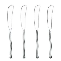 4-Piece Spreader Knife Matte/Polished Metal Flatware Serving Set, Stainless Steel, Cheese And Butter Spreading Knives, Dishwasher Safe