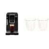 De'Longhi ECAM35020B Dinamica Automatic Coffee & Espresso Machine TrueBrew (Iced-Coffee), Black & DeLonghi Double Walled Thermo Espresso Glasses, Set Of 2, Regular, Clear