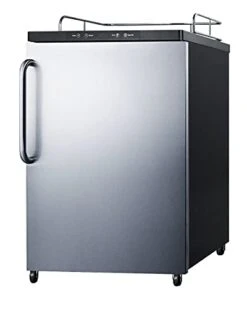 Summit SBC635MBI7NKSSTB 24"" Built-In Kegerator With Professional Handle Casters Digital Thermostat And Fully Finished Black Cabinet In Stainless Steel