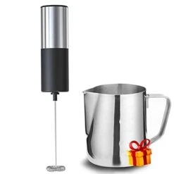Milk Frother Handheld Battery Operated, Coffee Frother For Milk Foaming, Latte/Cappuccino Frother Mini Frappe Mixer For Drink, Hot Chocolate, Stainless Steel Silver