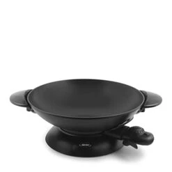 EW-306 Electric Wok With Tempered Glass Lid Easy Clean Nonstick, Cooking Chopsticks, Tempura And Steaming Racks, Professional Model, Black -KitchenAid Shop 31xxCBKk8PL