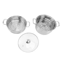 Qinlorgo Steam Pot, Thickened 304 Stainless Steel High Efficiency Stainless Steel Steaming Pot For Home For Electric Furnace For Gas Stove (Three Layers)