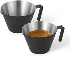 Espresso Measuring Cup With Handle 2 Pack Double Shot Espresso Cups 2oz Stainless Steel Espresso Pouring Cup For Barista Coffee Espresso Accessories (Matte Black) G5141B*2 -KitchenAid Shop 31zontWLMtL. AC