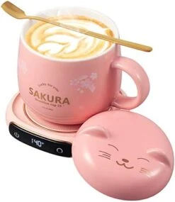 Smart Coffee Mug Warmer & Cute Cat Mug Set, Beverage Cup Warmer For Desk Home Office, Candle Warmer Plate For Milk Tea Water With Two Temperature Setting(Up To 140℉/ 60℃), 8 Hour Auto Shut Off -KitchenAid Shop 41 Fwv GeqL. AC