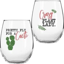 Succulent Plant Cactus Gifts For Women- Set Of 2 Funny Wine Glasses 15oz - Plant Lover Gift Mug - What The Fucculent- Pot Head Crazy - Plant Lady Wine Glass Tumbler - Custom Stemless Wine Glasses -KitchenAid Shop 41 KYKyjzjL. AC