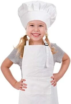 CRJHNS Kids Apron And Chef Hat Set, Adjustable Cotton Child Aprons With Large Pocket White Girls Boys Kitchen Bib Aprons For Cooking Baking Painting 28 CRJHNS Kids Apron And Chef Hat Set, Adjustable Cotton Child Aprons With Large Pocket White Girls Boys Kitchen Bib Aprons For Cooking Baking Painting -KitchenAid Shop 41 RYL ij5L. AC 1
