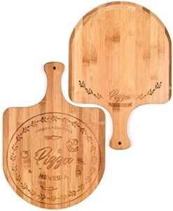 Menesia 12 Inch Premium Bamboo Pizza Peel With Handle,Wooden Pizza Paddle,Cutting Board For Fruit,Vegetables,Cheese,Bread(circle) -KitchenAid Shop 41 WgTax1sL. AC