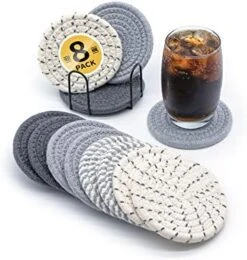 Coasters For Drinks Home Decor Set Of 8 Heat-Durable Drink Coasters With Holder For Coffee Table Decor And Ice Tea Cup, Absorbent Kitchen Decor Coffee Bar Accessories For Boho Christmas Decorations -KitchenAid Shop 41016GGMEiL. AC