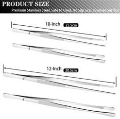 2 Pcs 12-Inch Cooking Tweezers Stainless Steel, Straight Food Tweezers, Professional Kitchen Tweezers/Forceps For Cooking Repairing And BBQ (12-Inch, Silver) -KitchenAid Shop 4101pBVbifL