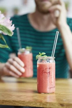 ALM Glass Straws - 6x 9 Inch Reusable Drinking Straws + Plastic-Free Cleaning Brush - Made In Germany - Dishwasher Safe - Eco-Friendly - Straight - Perfect For Smoothies, Cocktails -KitchenAid Shop 410F6pex5SL