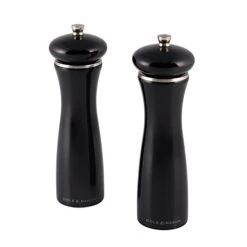 Cole & Mason Precision Sherwood Black Gloss Salt And Pepper Mill Gift Set, Wood, 20 Cm