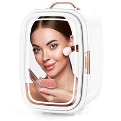 20L Mini Fridge, Skincare Fridge, Makeup Fridge With LED Mirror, AC/DC Portable Thermoelectric Cooler And WarmerSmall Fridge, Eco & Quiet Mini Refrigerator For Bedroom, Comestic Storage