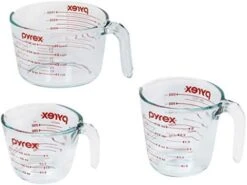 Pyrex 3 Piece Glass Measuring Cup Set, Includes 1-Cup, 2-Cup, And 4-Cup Tempered Glass Liquid Measuring Cups, Dishwasher, Freezer, Microwave, And Preheated Oven Safe, Essential Kitchen Tools -KitchenAid Shop 410YzK6cfAL. AC