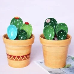 4pcs Porcelain Measuring Spoons With Base, Cute Cactus Shape -KitchenAid Shop 410dQce63EL