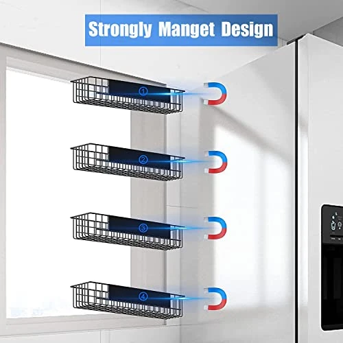 MILIJIA 4 Pack Storage Baskets With Strongly Magnet For Refrigerator, Metal Storage Bins, Spice Rack/Shelf For Kitchen And Pantry 5 MILIJIA 4 Pack Storage Baskets With Strongly Magnet For Refrigerator, Metal Storage Bins, Spice Rack/Shelf For Kitchen And Pantry - Image 3