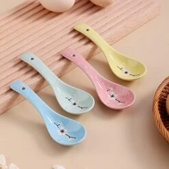 Ceramic Soup Spoons 4 Pieces, Asian Chinese Japanese Korea Porcelain Soup Spoon For Soup, Dumpling, Wonton, Cereal 15 Ceramic Soup Spoons 4 Pieces, Asian Chinese Japanese Korea Porcelain Soup Spoon For Soup, Dumpling, Wonton, Cereal -KitchenAid Shop 410m7B7YiEL