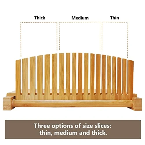 Premium Bamboo Bread Slicer For Homemade Bread, Crumb Catcher, Foldable And Compact Loaf Cutter 3 Size Slicing Guide 4 Premium Bamboo Bread Slicer For Homemade Bread, Crumb Catcher, Foldable And Compact Loaf Cutter 3 Size Slicing Guide - Image 2