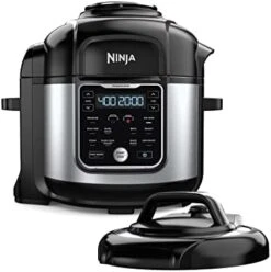 Ninja FD302 Foodi 11-in-1 Pro 6.5 Qt. Pressure Cooker & Air Fryer That Steams, Slow Cooks, Sears, Sautés, Dehydrates & More, With 4.6 Qt. Crisper Plate, Nesting Broil Rack & Recipe Book, Silver/Black -KitchenAid Shop 410zxvWFHtL. AC