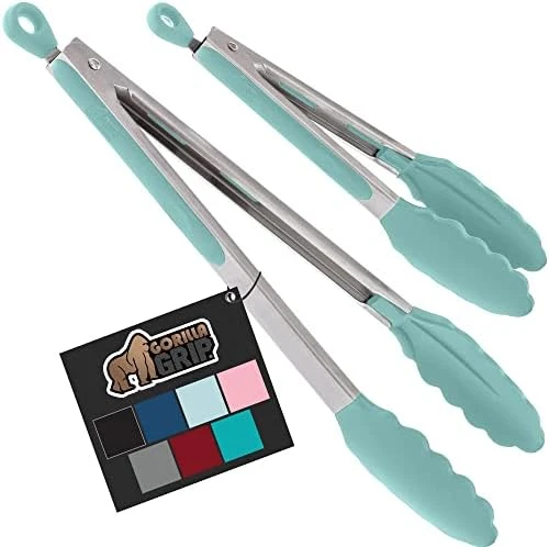 Stainless Steel Silicone Tongs For Cooking, Set Of 2, Includes 7 And 9 Inch Locking Kitchen Tong, Heat Resistant Tip, Strong Grip For Meat, Perfect For Nonstick Pans, BBQ, Turquoise 8 Stainless Steel Silicone Tongs For Cooking, Set Of 2, Includes 7 And 9 Inch Locking Kitchen Tong, Heat Resistant Tip, Strong Grip For Meat, Perfect For Nonstick Pans, BBQ, Turquoise - Image 6