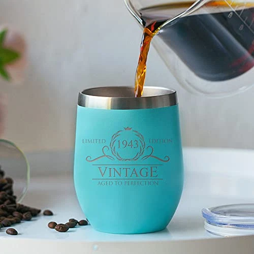 80th Birthday Gifts For Women - 1943 12 Oz Mint Stemless Wine Tumbler - 80th Birthday Decorations For Women - Birthday Gifts For 80 Year Old Women Mom - Funny 80th Birthday Idea Presents For Women 5 80th Birthday Gifts For Women - 1943 12 Oz Mint Stemless Wine Tumbler - 80th Birthday Decorations For Women - Birthday Gifts For 80 Year Old Women Mom - Funny 80th Birthday Idea Presents For Women - Image 3