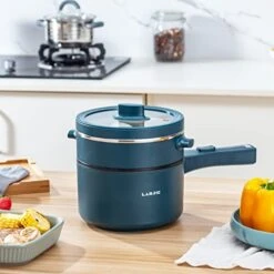 Electric Hot Pot Upgraded, Non-Stick Pan,1.89L Mini Pot For Steak,Fried Rice,with Temperature Control And Steamer - Rapid Noodles Cooker, Ramen, Oatmeal,Soup - Steamer,Egg,Vegetables,Dark Blue -KitchenAid Shop 411CJ28X0SL