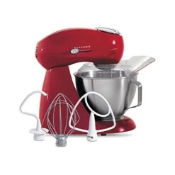 Hamilton Beach All-Metal 12-Speed Electric Stand Mixer, Tilt-Head, 4.5 Quarts, Pouring Shield, Red