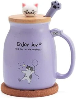 Novelty Cat Mug Cute Ceramic Coffee Cup With Kawaii Wooden Kitty Lid, Lovely Cat Claw Spoon, Anime Wooden Cat Coaster, Cat Things Pink Birthday Mug Gift For Cat Lovers Girl Kids Women 480ML (Pink) 22 Novelty Cat Mug Cute Ceramic Coffee Cup With Kawaii Wooden Kitty Lid, Lovely Cat Claw Spoon, Anime Wooden Cat Coaster, Cat Things Pink Birthday Mug Gift For Cat Lovers Girl Kids Women 480ML (Pink) -KitchenAid Shop 411QMspicjL. AC