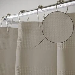 Tial Waffle Weave Fabric Shower Curtain, 72"x72", White -KitchenAid Shop 411RBPGOAzL. AC