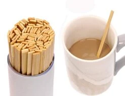 Mini Skater 5.4 Inch Bamboo Coffee Stirrers Eco Friendly Biodegradable Stir Sticks For Tea Hot Cold Beverages (100)