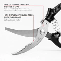 CELONE Poultry Shears - Heavy Duty Kitchen Chicken Shears With Anti-Slip Handle & Safety Lock - Poultry Scissors For Meat, Game, Chicken, Bone, Poultry & More - Spring Loaded. -KitchenAid Shop 411Ts41NneL