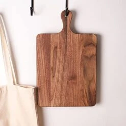 Muso Wood Walnut Cutting Board For Kitchen, Wooden Chopping Board With Handle To Hang, Square Bread Pizza Cheese Board, Charcuterie Board Used For Serving Platter 15.7x9.8 Inch -KitchenAid Shop 411WbFtveJL
