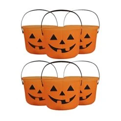 Ween Week Sale! - Orange Pumpkin Treat Halloween Bucket With Handle - Trick Or Treat Bucket - Candy Bucket For Kids