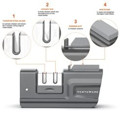 Knife Sharpener, 4-in-1 Foldable Kitchen Knife Sharpener With Sharpening Stone, 3-Stage Non-Serrated Knife & Scissor Sharpener, Quickly Sharpening, Repair/Restore/Polish Blades, Gray -KitchenAid Shop 411cUd9Wu0L