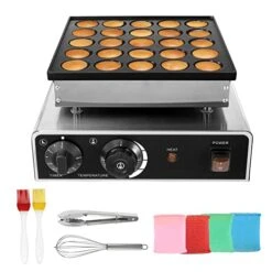 Dutch Pancake Maker Electric Mini Pancake Iron Muffin Machine 25pcs Non-stick Dorayaki Maker 110V Commercial Home Kitchen Dutch Pancakes Machine For Baking Crepes, Muffins, Dutch Pancakes