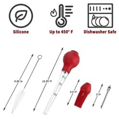 JY COOKMENT Turkey Baster With Barbecue Basting Brush, Baster Syringe For Home Baking And Roaster Turkey, Include Detachable Food Grade Silicone Bulb, Meat Injector Needle And Cleaning Brush （2 Packs）