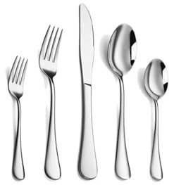 Silverware Set, 20-Piece Stainless Steel Flatware Cutlery Set Service For 4, Include Knife/Fork/Spoon, Mirror Polished And Dishwasher Safe