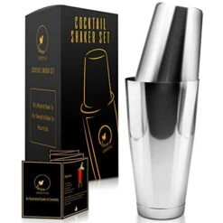 Gnite Lifestyle Boston Cocktail Shaker - Professional Grade Unweighted 18oz & Weighted 28oz Boston Shaker Set + Recipes Book - Martini Shaker - Easy To Clean Bartender Kit - Drink Shaker/Drink Mixer