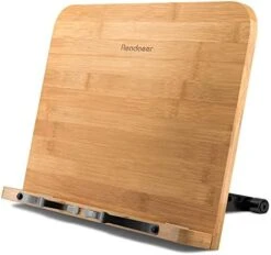 Eadaeer Bamboo Book Stand, Large Book Holder With 6 Adjustable Height, Foldable Cookbook Stand Desktop Document Holder For Kitchen & Office (13.4 X 9.3 Inch) -KitchenAid Shop 411vNROWHZL. AC