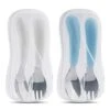 2 Set Toddler Utensils, Toddler Forks And Spoons, Stainless Steel Toddler Silverware Set, Designed For Self Feeding Flatware Set With Travel Carrying Cases BPA Free (White & Aqua)