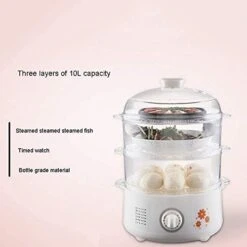 HYDZQ 10 Liter Electric Steamer, Multifunctional Household Three-Layer Steamer, Small Automatic Power-Off Steaming Vegetables, Electric Steam Steamer 10 HYDZQ 10 Liter Electric Steamer, Multifunctional Household Three-Layer Steamer, Small Automatic Power-Off Steaming Vegetables, Electric Steam Steamer -KitchenAid Shop 4121Ce4129L