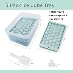 Ice Cube Tray,Circle Ball Ice Trays For Freezer With Lid & Bin,Cube Tray Making 99PCS Sphere Ice Chilling Cocktail Whiskey Tea Coffee 3 Trays 1 Ice Bucket & Scoop -KitchenAid Shop 4121ldTOEGL