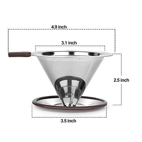 Ur Over Coffee Dripper,RealPero Coffee Filter Stainless Steel Paperless And Reusable,Professional Drip Brew Coffee Cone Strainer,Update Double Micro Mesh Filter With Cup Stand,1-2 Cup 8 Ur Over Coffee Dripper,RealPero Coffee Filter Stainless Steel Paperless And Reusable,Professional Drip Brew Coffee Cone Strainer,Update Double Micro Mesh Filter With Cup Stand,1-2 Cup - Image 6