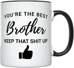 Funny Brother Mug, 11 Ounces, Brother Gifts From Sister And Brother, Worlds Okayest Brother, Brother Of The Bride Gifts (Black Handle) -KitchenAid Shop 412O8 EL8uL. AC
