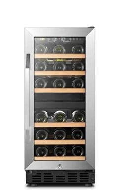 15 Inch Wide Dual Zone Compressor Wine Refrigerator, 28 Bottle