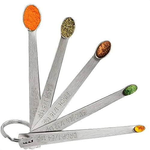 Measuring Spoons Set Stainless Steel - 5Pcs Dry Measure Spoons Liquid Teaspoon Measure Coffee Measuring Spoon - Small Spoons For Spice Jars Baking Items Cooking Spoon Sets For Kitchen With Hold Ring 3 Measuring Spoons Set Stainless Steel - 5Pcs Dry Measure Spoons Liquid Teaspoon Measure Coffee Measuring Spoon - Small Spoons For Spice Jars Baking Items Cooking Spoon Sets For Kitchen With Hold Ring