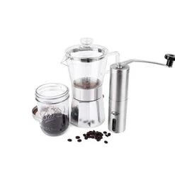 Moka Pot Premium Crystal Glass-Top Stovetop Espresso Moka Pot - 6 Cup - Coffee Maker, 240ml/8.5oz/6 Cup (espresso Cup=40ml) Coffee Lover Gifts Ideas -KitchenAid Shop 412eigls84L