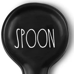 Farmhouse Spoon Rest For Stove Top By Brighter Barns - Black Kitchen Spoon Holder For Kitchen Counter - Stove Spoon Holder - Ceramic Ladle Spatula Holder For Countertop - Farmhouse Kitchen Decor Gift
