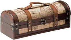 Old World 2 Wooden Bottle Decorative Storage Lid And Handle, Wine Accessory Sets, Wood, Faux Leather In Antique Map Design Liquor Gift Box, Set Of 1, Multicolor -KitchenAid Shop 412pn0hL88S. AC