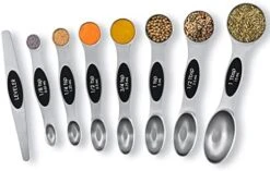 Measuring Spoons, 8 Sets Magnetic Measuring Spoons Dual Sided Stainless Steel Measuring Spoons Stackable Nesting Tablespoon Teaspoon, Fits In Spice Jars, For Dry Or Liquid Ingredients (Black) -KitchenAid Shop 412utWWf3L. AC